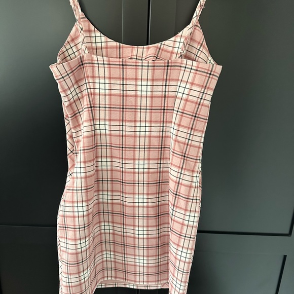 Strappy plaid 90s style dress ponte fabric - Picture 2 of 2